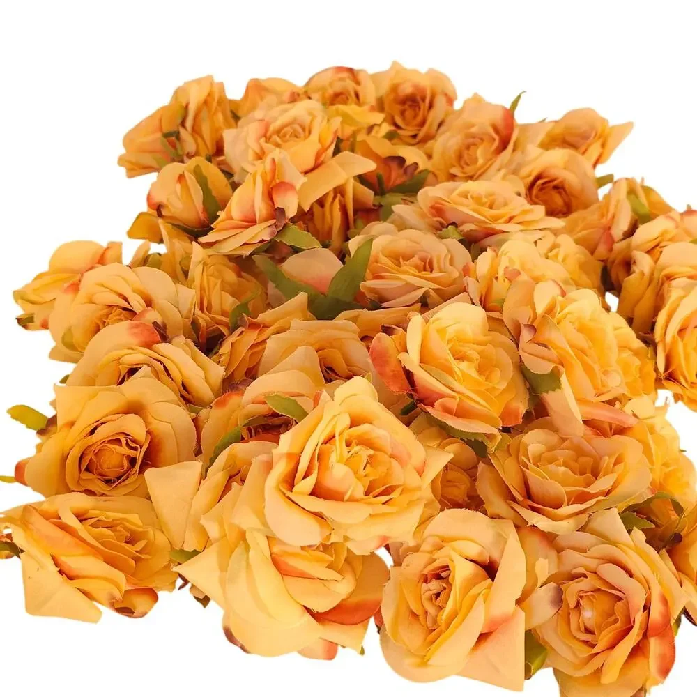 60 Peach Silk Rose Heads 3